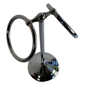 12" Tall Chrome 2 Ring Hand Towel Holder Bathroom Counter Top